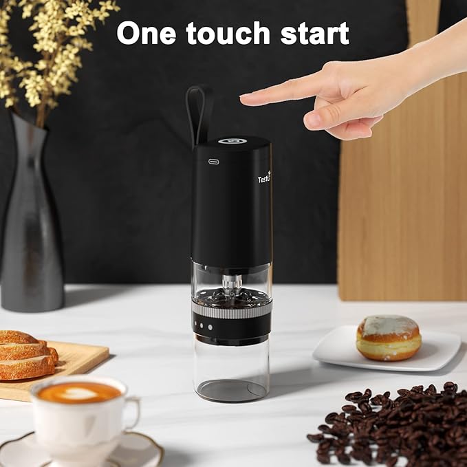 Coffee Grinder, Electric Portable Coffee bean Grinder, Adjustable Burr Mill with 5 Precise Grind Setting for Drip Espresso PourOver and More (Black)