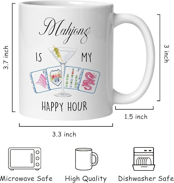 Chinese Mahjong mug Gifts for mah Jong Players Lovers，mahjong Gifts for Women Ceramic Coffee Tea Mug 11 oz