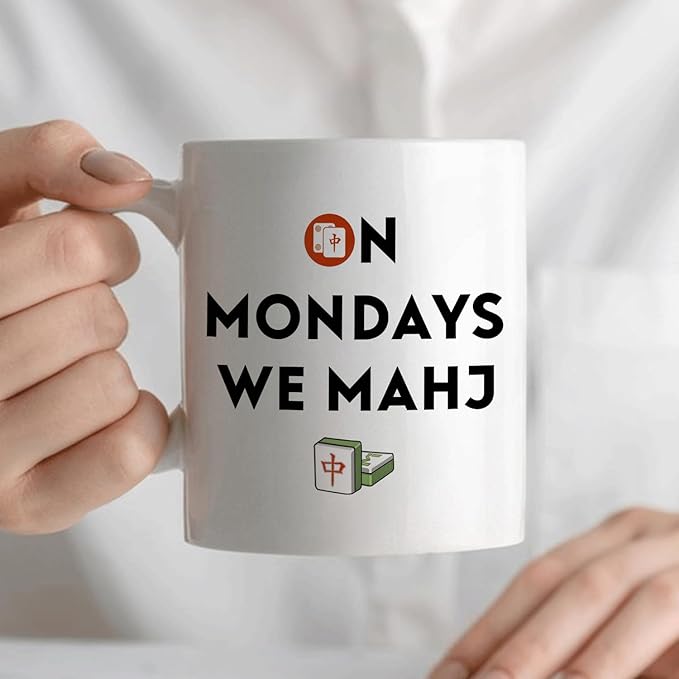 Mah Jong Gifts Mug, Mahjong Gifts for Women Coffee Cup Ceramic, Gift for Mah Jong Players Lovers, Mahjong Tiles Accessories Ceramic Coffee Tea Mug 11 oz