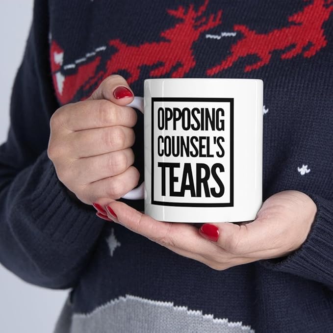 Panvola Personalized Opposing Counsel's Tears Customized Lawyer Law Student Teacher Attorney Ceramic Coffee Mug 11oz White Novelty Drinkware 11oz