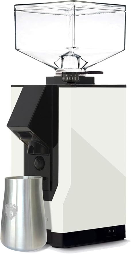 Eureka Filtro Silent Coffee Grinder | Stepless | Silent Technology | 50mm Flat Burr | 12oz Hopper (White)