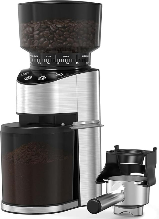 Oaomi Conical Burr Coffee Grinder, Stainless Steel Coffee Bean Grinder with 50 Grind Settings for Home Use,Touchscreen, Anti-static,1-12 Cups for Espress,French Press & Drip Coffee(Black)