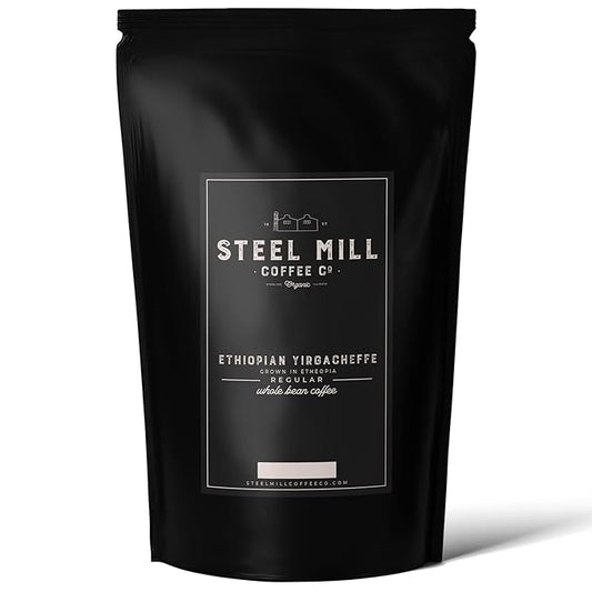 Steel Mill Coffee Co. Ethiopian Yirgacheffe Whole Bean Coffee - 2 LB Bag, Single-Origin, Medium Roast, 100% Arabica Beans, Freshly Roasted