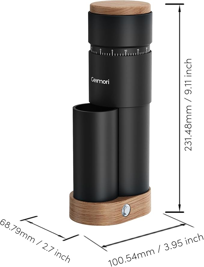 Burr Coffee Grinder,Wirsh Portable Electric Grinder Geimori T38 Plus,Espresso Grinder with Conical Burr,Stepless Grind Settings from Fine to Coarse for Espresso,Drip,French Press,Home&Travel Use