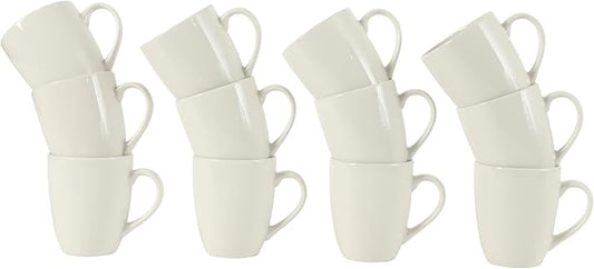 Gibson Home Great Essentials 12 Ounce Porcelain Coffee Mugs - Set of 12 - Cups for Latte, Hot Tea, Cappuccino, Mocha, Espresso, Cocoa