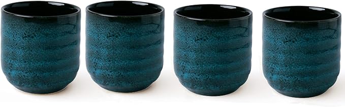 Lxuwbd Japanese Style Ceramic Tea Set, Tea Cup, Coffee Cup, Yerba Mate Set, Ceramic Mate Cup Set of 4 (green)