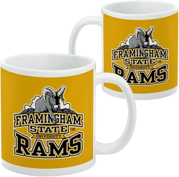 Framingham State Rams Logo Ceramic Coffee Mug, Novelty Gift Mugs for Coffee, Tea and Hot Drinks, 11oz, White