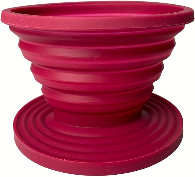 Attsky Collapsible Pour Over Coffee Dripper for Camp Coffee, Reusable Silicone Coffee Filter Holder for Camping Red