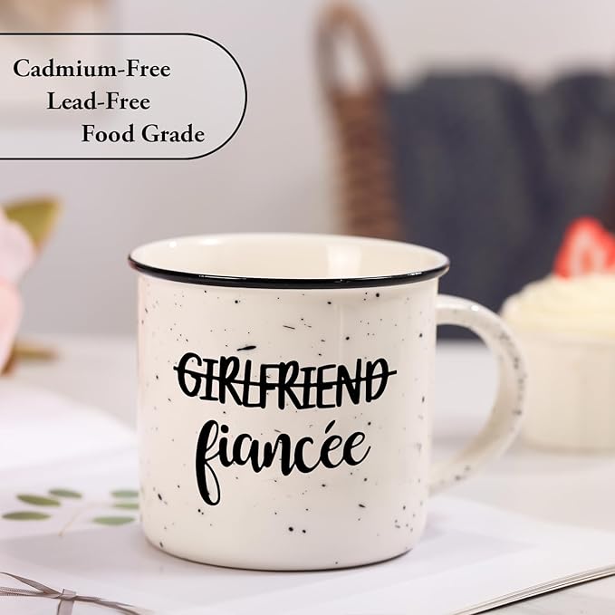 Physkoa Lesbian Wedding Gift – Funny Lesbian Gift for Her, 11oz Ceramic Coffee Cups for Lesbian Couple, Engagement or Anniversary