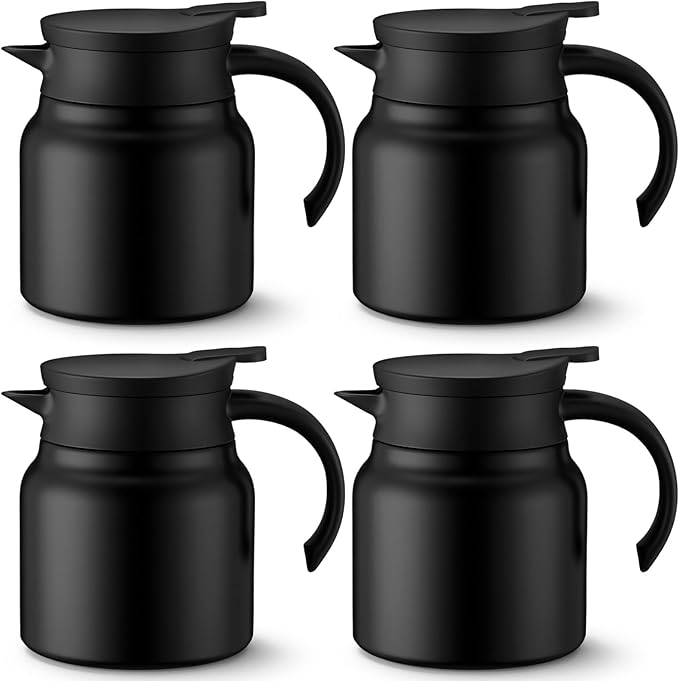 4 Pcs Thermal Coffee Carafe for Keeping Hot/Cold 27 oz Stainless Steel Small Coffee Creamer Container Double Wall Vacuum Insulated Tea Pot Beverage Dispenser for Milk Hot Chocolates