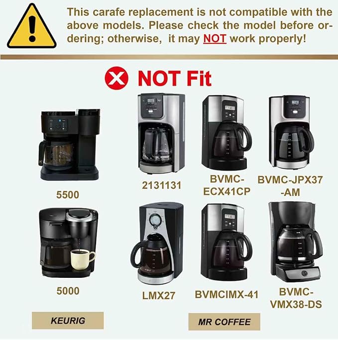12 Cup Coffee Carafe Replacement, Compatible with Mr. Coffee Compatible Black&Decker Coffee Maker With Heads Three Different Heights, Universal Carafe Coffee Maker Pot Accessory, Black