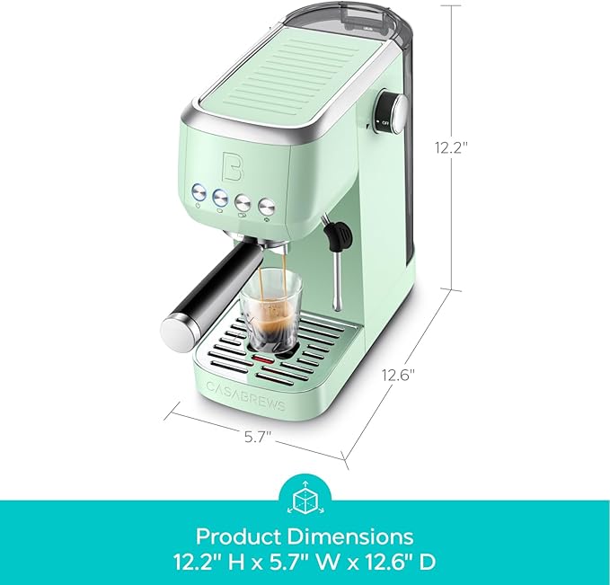 CASABREWS 3700 Essential Espresso Machine 20 Bar, Compact Coffee Maker with Steam Frother for Cappuccino, Latte, 43.9oz Water Tank, Gift for Coffee Lovers, Pastel Green
