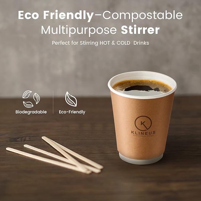 1000pc Wood Coffee Stir Sticks - Biodegradable 7" Wood Stirrers for Coffee, Disposable Wooden Stir Sticks for Coffee Bar, Wooden Coffee Stirrers, Round-end BPA free Coffee Sticks