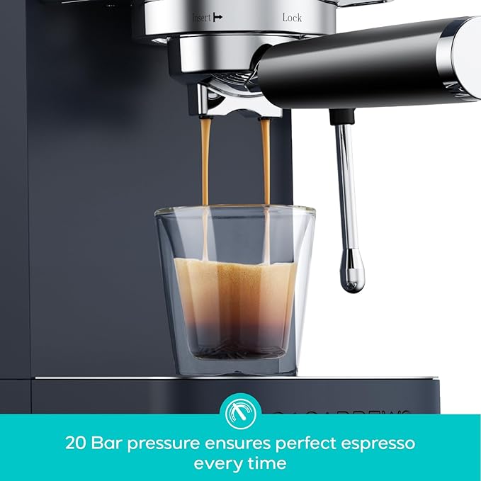 CASABREWS 3700 Essential Espresso Machine 20 Bar, Stainless steel Coffee Maker with Milk Frother, Espresso Coffee Machine for Cappuccino, Latte, 43.9oz Water Tank, Gift for Her, Sapphire Blue