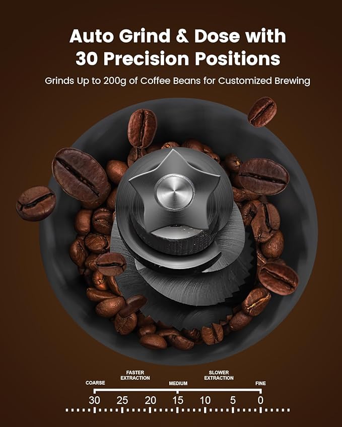 20 Bar Espresso Machine with Built-in Anti-Clog Coffee Grinder, Expresso Coffee Machines with Milk Steam Wand/Frother/Tamping Tools,Espresso Maker with Grinder for Lattes-White