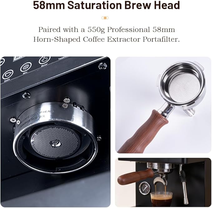 E147 9Bar Semi-automatic Espresso Machine, PID+NTC Temperature Control, Double ULKA Pump Double Boiler, Coffee Machine with OPV for Home Cafe