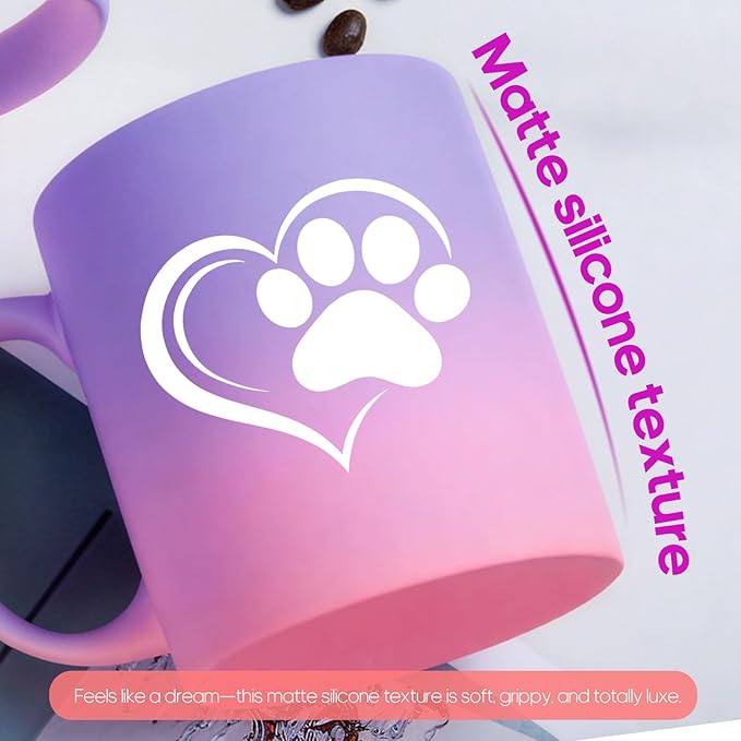 G MUGS Dog Paw Print Coffee Mug - Gift for Pet Owners Women Men, 13oz Ceramic Tea Mug with Heart & Dog Paw Design, Cute Mug for Dog Lovers Sunset Glow Mug
