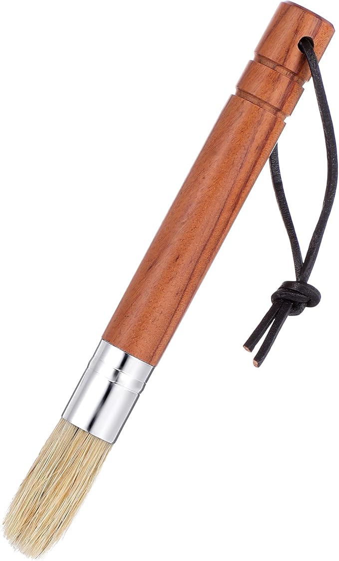 Natural Bristles Coffee Grinder Cleaning Brush with Wood Handle, Espresso Machine Brush Cleaner Tool for Barista Home Kitchen Accessories with Hanging Loop