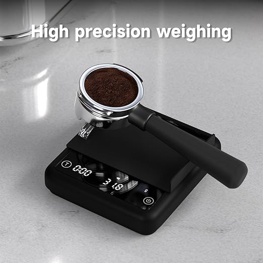 Rechargeable Mini Coffee Scale with Timer, 2kg/0.1g Accurate Scale for Espresso and Pour-Over Coffee, Portable Digital Kitchen Scale with Automatic Timing, LED Display, Silent Mode(Black)