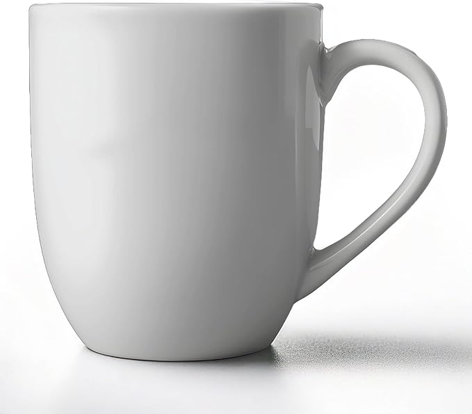 Tuxton China BPM-160A Milano Mug, 16 oz., 3-3/4" Diameter x 4-3/8"H, Microwave and Dishwasher Safe, Oven Proof, Fully Vitrified, DuraTux, Porcelain White, Pack of 24