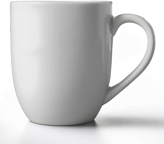 Tuxton China BPM-160A Milano Mug, 16 oz., 3-3/4" Diameter x 4-3/8"H, Microwave and Dishwasher Safe, Oven Proof, Fully Vitrified, DuraTux, Porcelain White, Pack of 24