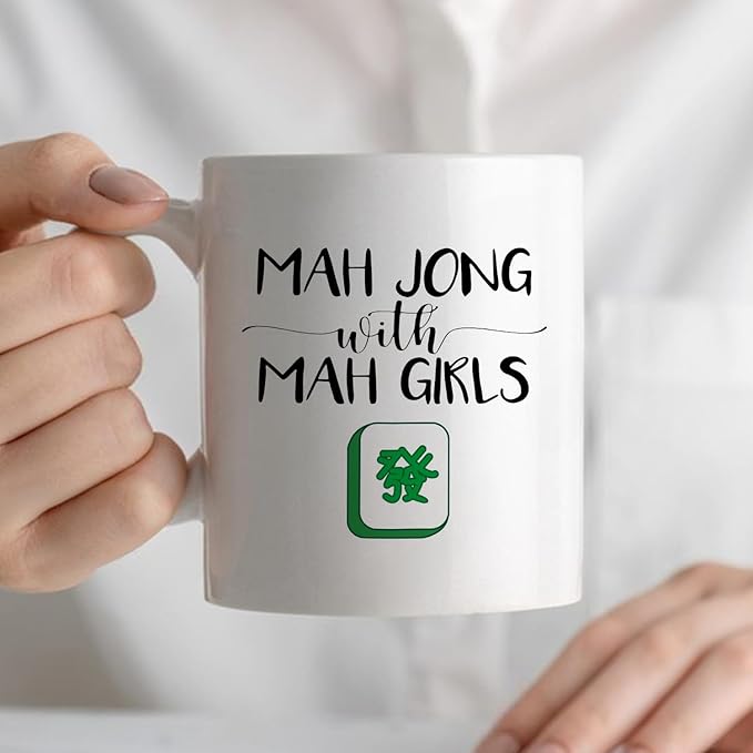 Mahjong Gifts Coffee Mug, Mah Jong Gifts for Women Players Lovers, Mahjong Tiles Accessories Ceramic Coffee Tea Cup Mug 11oz