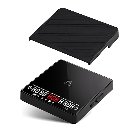 Espresso Coffee Scale with Timer & Flow Rate Indicator - 2kg/0.1g Precision Digital Scale with Waterproof Silicone Mat for Pour Over, Coffee Bean Weight, Kitchen, Black