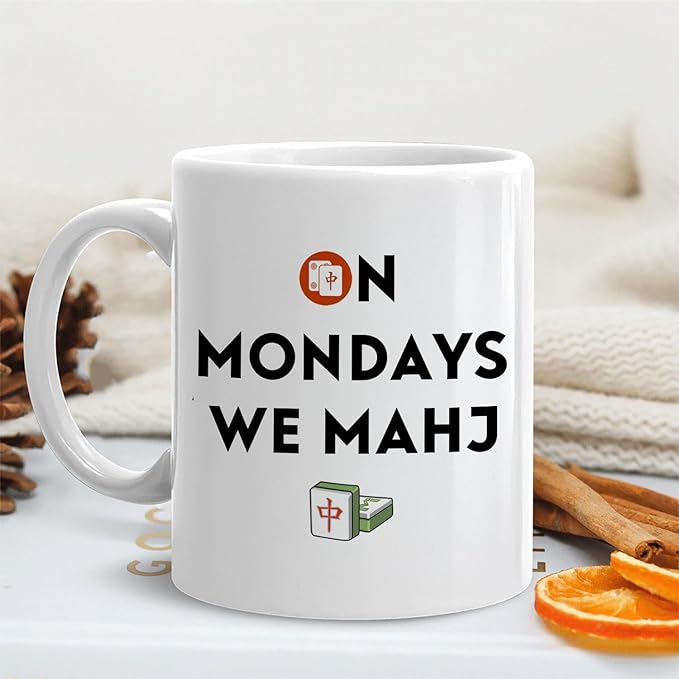 Mah Jong Gifts Mug, Mahjong Gifts for Women Coffee Cup Ceramic, Gift for Mah Jong Players Lovers, Mahjong Tiles Accessories Ceramic Coffee Tea Mug 11 oz