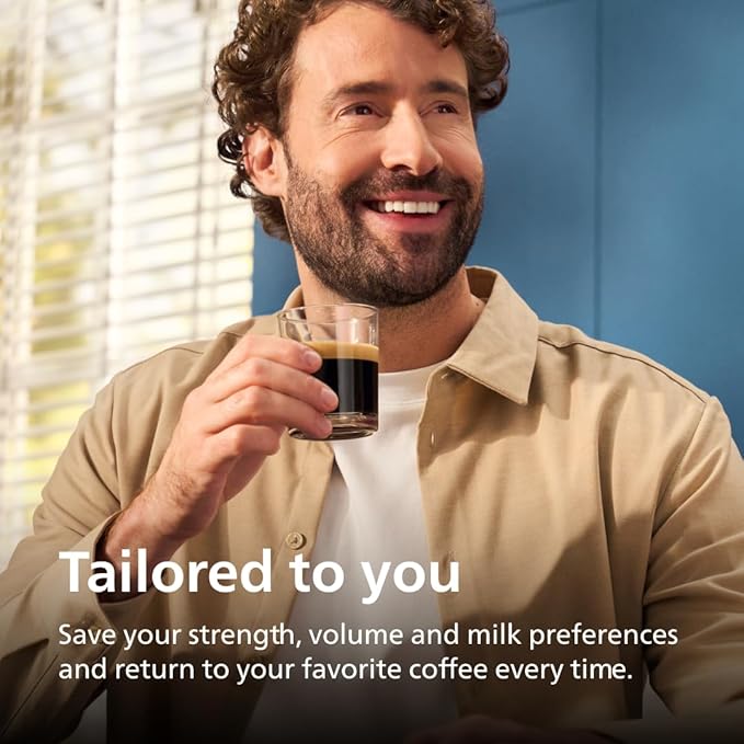 PHILIPS 5500 Series Fully Automatic Espresso Machine, LatteGo Milk System, Integrated Grinder, 20 Hot & Iced Coffee Pre-Sets, Quick Start, SilentBrew, 15-Bar Pressure, Black Chrome (EP5544/94)