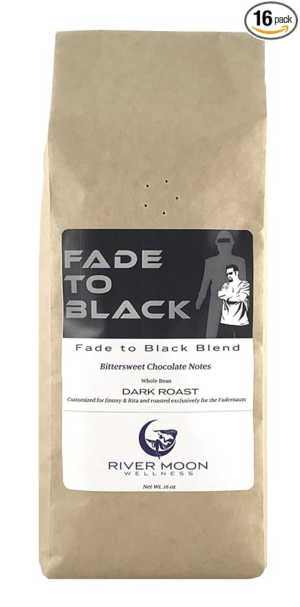 River Moon Coffee, Fade to Black Dark Roast Coffee Beans, 16 Ounces, Extra Dark, Low Acidity, Non-GMO, Direct Trade, Fadernauts Blend