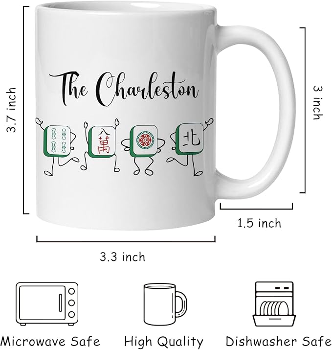 Chinese Mahjong mug, Mah Jong Lover Gifts for Mah Jong Players Coffee Cup for women,Mahjong Accessories Ceramic Coffee Tea Mug 11 oz