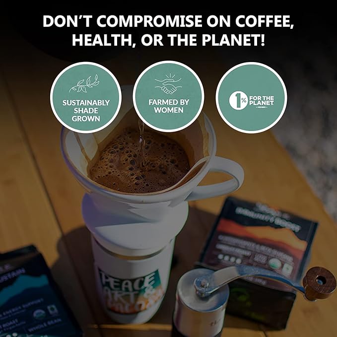 Organic Decaf Coffee Beans – Calm Descent Swiss Water Process Decaf with Lion’s Mane & Cordyceps – Mushroom Coffee Decaf, Organic, Mold-Free, Pesticide-Free, Non-GMO, Low-Acid (12 oz Whole Bean – $1.13/cup)