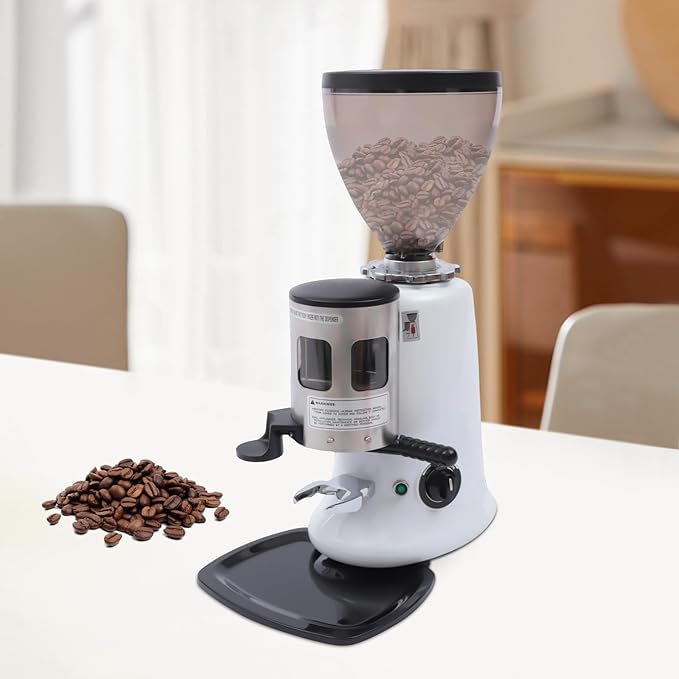 Commercial Coffee Grinder, Semi-auto Electric Burr Mill Coffee Grinder Espresso Coffee Makers Machine Coffee Bean Grinding Tool with Grinding+Hopper 110V 350W