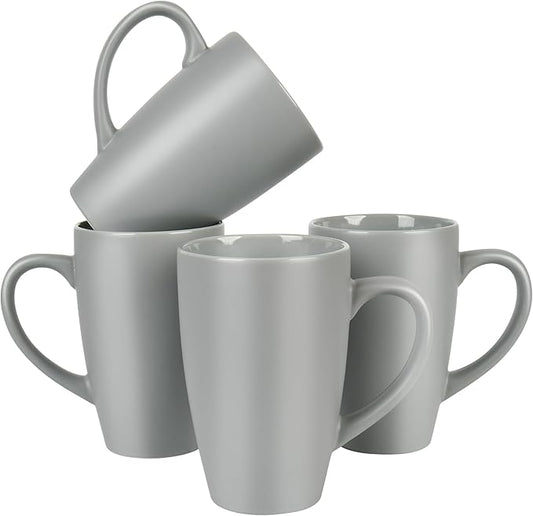 BYCNZB 20oz Extra Large Ceramic Tall Coffee Mugs Set for Coffee Tea Hot Cocoa set of 4 Dishwasher & Microwave Safe (Matte gray)