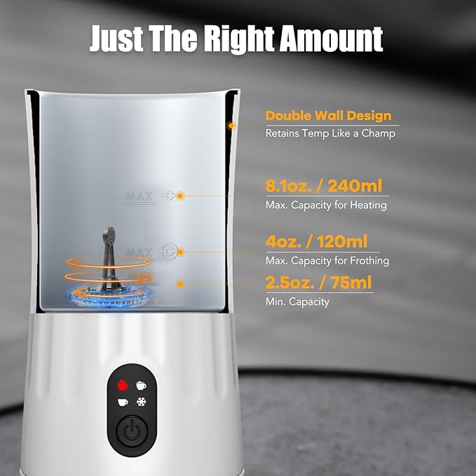 Ovetedot Milk Frother, Upgraded 4-in-1 Milk Frother and Steamer, Hot and Cold Foam Maker and Milk Warmer with Temperature Control & Auto Shut-Off, Frother for Coffee, Latte, Cappuccino, Matcha(Pearl)