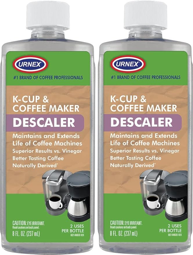The Professional Barista's Choice - Urnex Keurig Compatible Coffee Maker Universal Descaling Solution (2 Pack, 2 Uses Per Bottle)