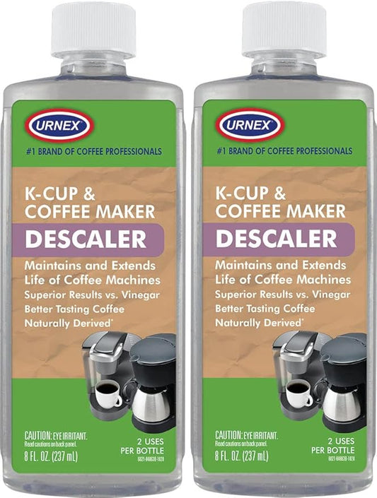 The Professional Barista's Choice - Urnex Keurig Compatible Coffee Maker Universal Descaling Solution (2 Pack, 2 Uses Per Bottle)