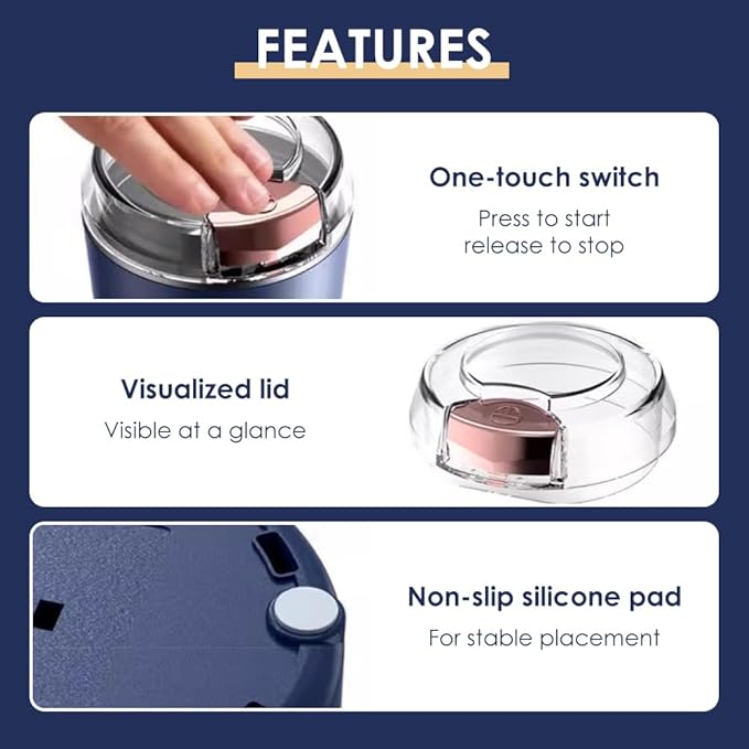 Electric Coffee Grinder, 2026 CoffeeBean and Spice Grinder, Portable Spice Grinder with Heavy Duty Stainless Steel Grind Blades for Home Kitchen (Blue)