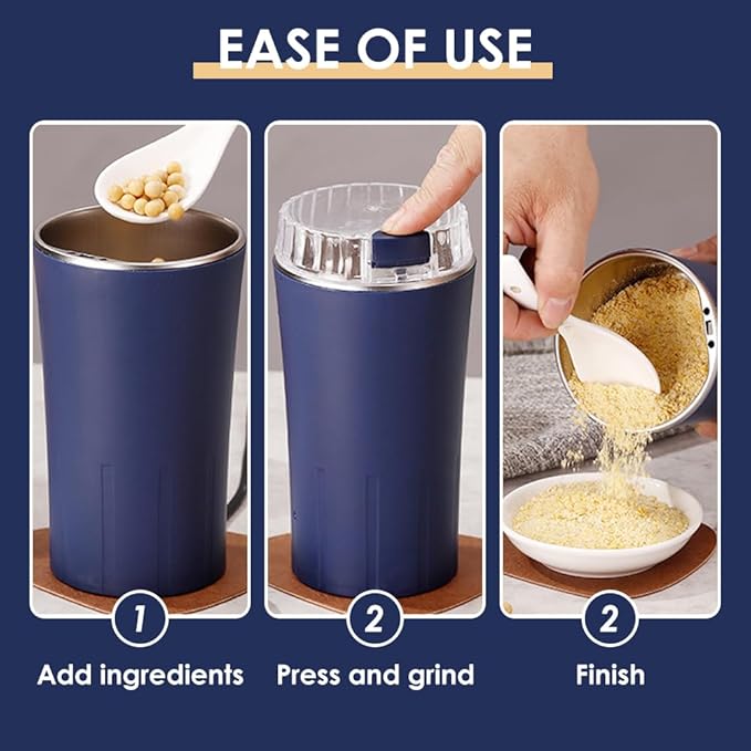 Electric Coffee Grinder, 2026 CoffeeBean and Spice Grinder, Portable Spice Grinder with Heavy Duty Stainless Steel Grind Blades for Home Kitchen (Blue)
