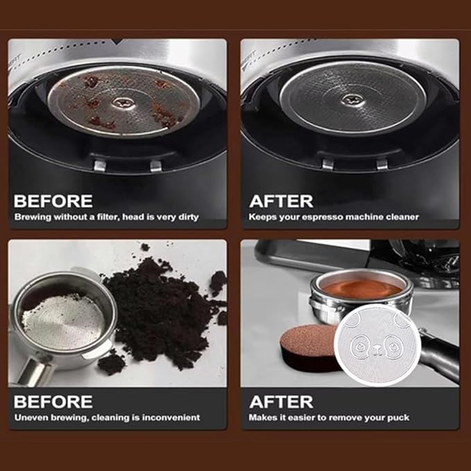 51mm Espresso Puck Screen, 0.4mm Ultra Thin Espresso Puck, Metal Reusable Coffee Filter for 51mm Espresso Portafilter Basket - 316 Stainless Steel(Panda)