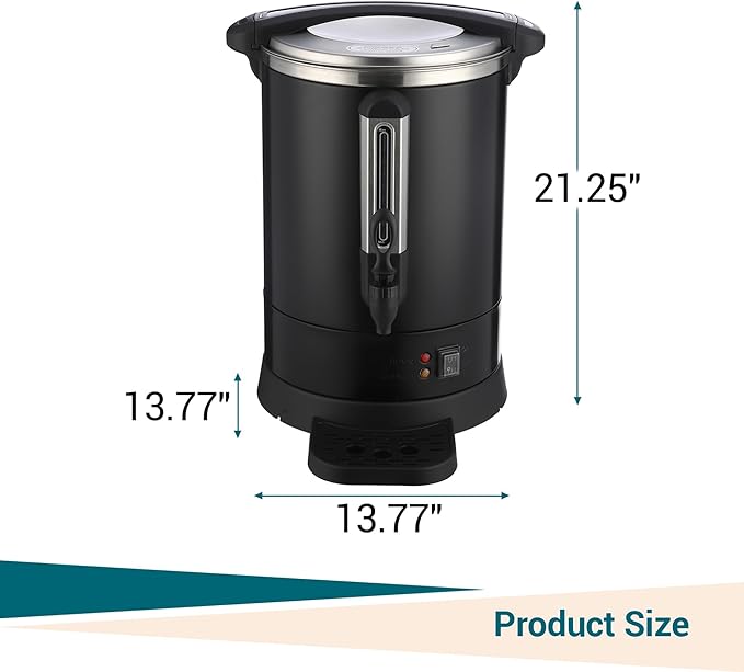 TROPOW 12 L/80 Cups Coffee Urn-3.2 gal Double Wall Commerical Coffee Maker for Buffet Catering Wedding Gathering,Large Capacity Hot Coffee Dispenser,Stainless Steel Hot Water Urn-Black