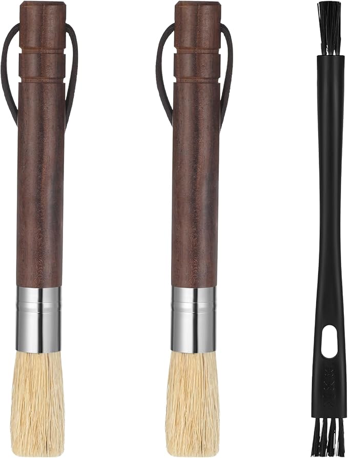 3 Pack Coffee Grinder Brush, Espresso Machine Brush with Wooden Handle and Natural Bristles, Coffee Grinder Cleaner Brushes for Home Kitchen Barista Espresso Machine