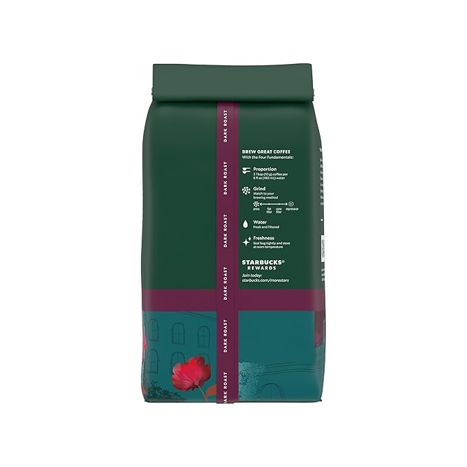Starbucks Whole Coffee Beans, Dark Roast Hot or Iced Coffee, Caffè Verona, Six 18 oz Bags