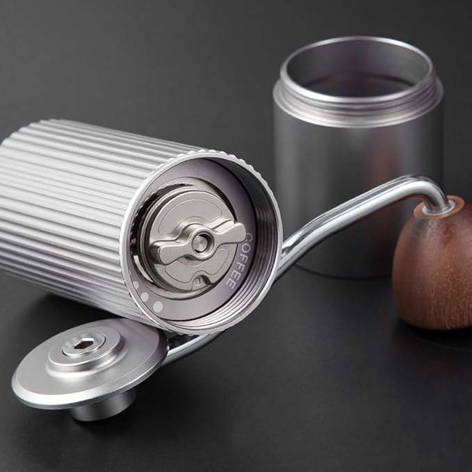 Manual Coffee Grinder, Adjustable Hand Espresso Mill with Solid Wood Handle Stainless Steel Conical Burr Machine for French Press Moka Pot