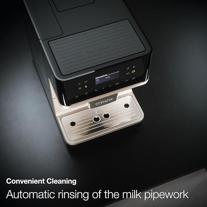 Miele CM 6360 MilkPerfection Automatic Coffee Machine - OneTouch for Two, AromaticSystem, 8 individual profiles, DoubleShot, WiFi-compatible, LED lighting, in Obsidian Black CleanSteel Metallic