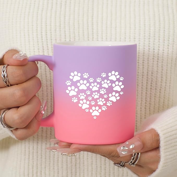 G MUGS Dog Paw Ceramic Coffee Mug, Pet Paw Print Heart Design Mug, Tea Mug, Cute Animal Lover Gift for Women Men,13oz Sunset Glow Mug