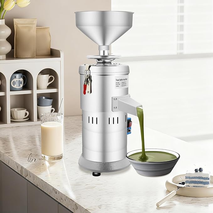 110V Peanut Butter Maker Machine 1100W Household/Commercial Electric Grain Grinder, Sesame Sauce Grinder Low Noise High-Speed Grinding for Dry Ingredients like Herbs Spices Coffee Corn Beans
