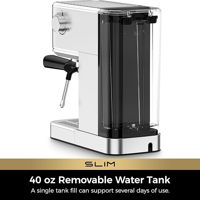 CHULUX Slim 2026 Upgrade Espresso Machine with Milk Frother Steam Wand, 20 Bar Professional Italian Pump Espresso Coffee Machine for Home Cappuccino & Latte Maker, Silver