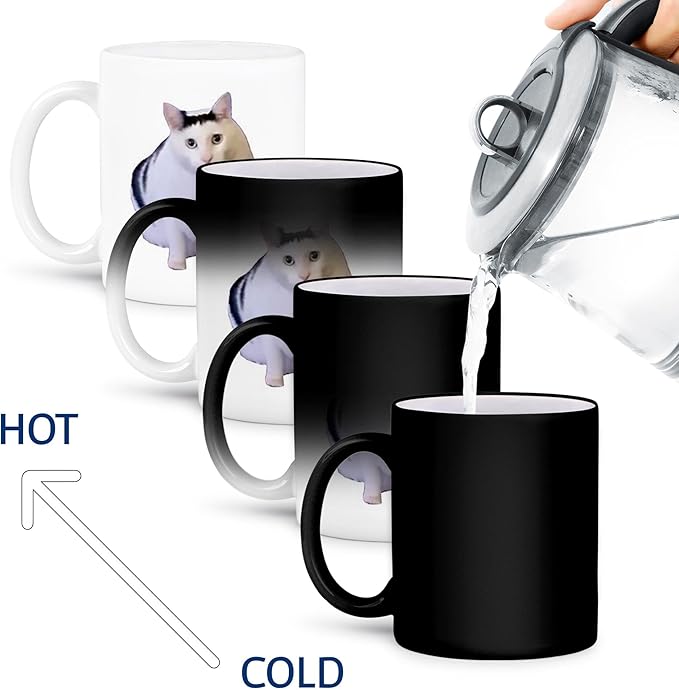 Custom Magic Mug Color Changing 11oz - Heat Activated Personalized Coffee Mug - Black to White Reveal Design Both Sides - Unique Gift