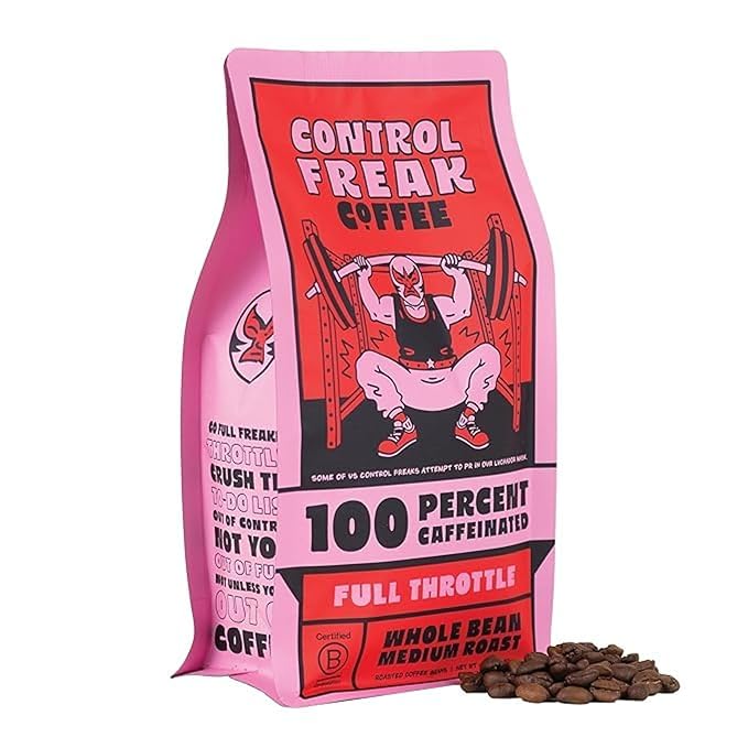 Control Freak Coffee Full Throttle - 100% Caffeine Whole Bean Coffee (32 Oz) | High Caffeine Strong Blend | Freshly Roasted Specialty Coffee Beans | Bold Flavor, Smooth Roast Balanced Espresso